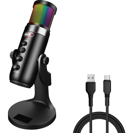 Midex Hype USB RGB Oyuncu ve Yayıncı Mikrofonu (Kayıt Gaming Tiktok Twitch Discord Youtube Canlı Yayın)