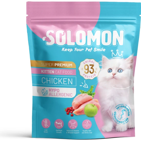 Solomon Kitten Yavru Tavuklu Süper Premium Kedi Maması 1,5 kg - Hipoalerjenik - Düşük Tahıllı