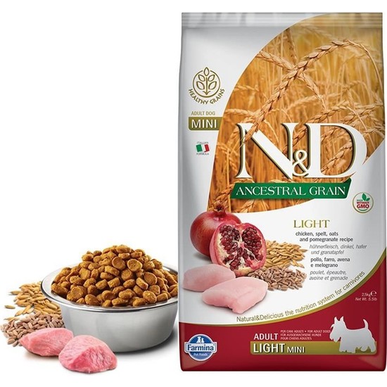 N&D Nd Düşük Tahıllı Light Mini Tavuklu Narlı 2,5 kg Yetişkin Köpek Maması Küçük Irk İçin Süper Premium