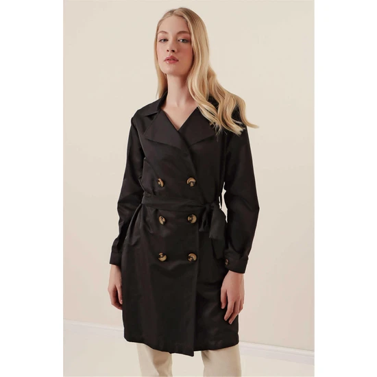 Bigdart 5864 Siyah Kadın Trenchcoat