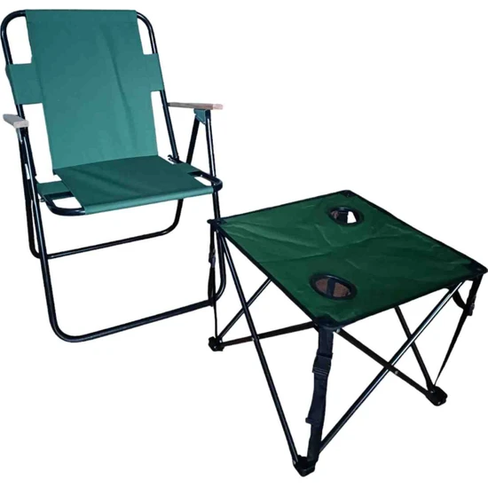 Vugo Kamp Sandalyesi Seti Kamp Masası Kamp Sandalyesi Set Yeşil