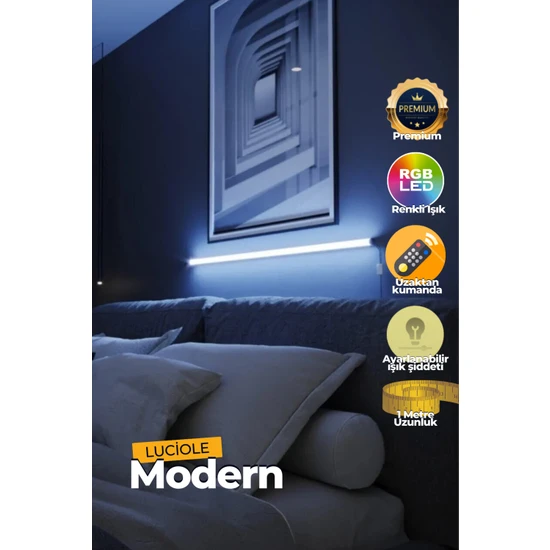 Luciole Uzaktan Kumandalı LED Lambader Yatak Üstü Tv Yanı Oturma Odası Rgb Çok Renkli  Lclmb7