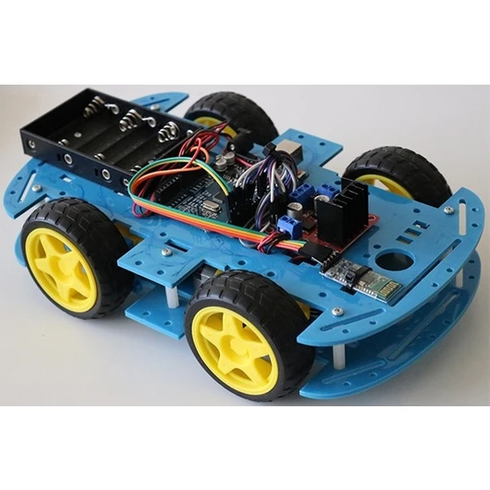 Robimaker Arduino 4WD Araba Kiti Araç Şase HC05 Bluetooth (Montajlı)