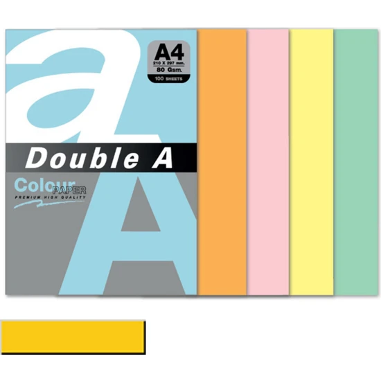Double A Renkli Kağıt 100 Lü A4 80 gr Altın Sarısı