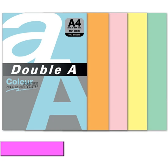 Double A Renkli Kağıt 100 Lü A4 80 gr Pastel Pembe