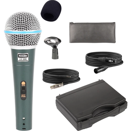 Lastvoice Lv-680 Profesyonel Dinamik EL Mikrofonu (Çift kablo Sünger Çanta Tutacak)