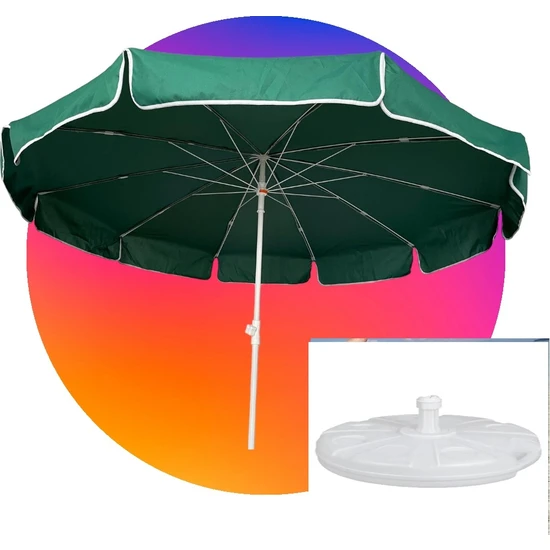 Zey Camping Bahçe Plaj Balkon Şemsiyesi 200 cm Çapında 10 Telli Kalın Kumaş Şemsiye + Taşıma Çantası Iy