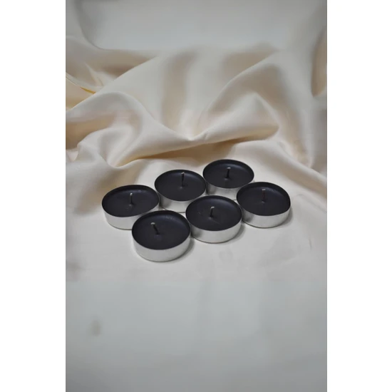 ARBUQ Concept Küçük Standart Tealight Mum 6lı Kokusuz Siyah Renkli-%100 Doğal Soya Wax