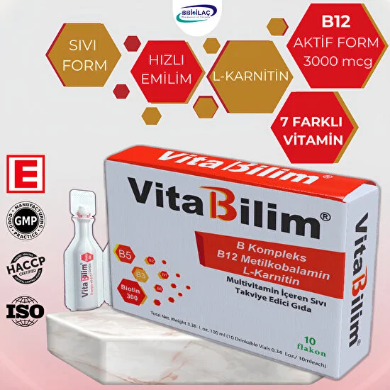 Vitabilim ,  B Kompleks Vitamin , Biotin,  B12 , B1 , B2 ,  B3 , B5 ,  B6 , Biotin , L- Karnitin