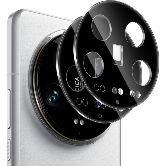 MTK Moveteck Xiaomi Mi 14 Ultra Uyumlu Kamera Lens Koruyucu Camı Siyah Çerceveli Temperli Lens Koruma Cam