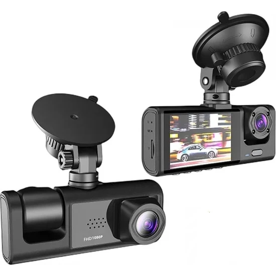 Beemen DV300 Yeni 3 Kameralı Araç Içi Kayıt Kamerası Trafik Recorder 2 Inç IPS Ekran Full Hd 1080P