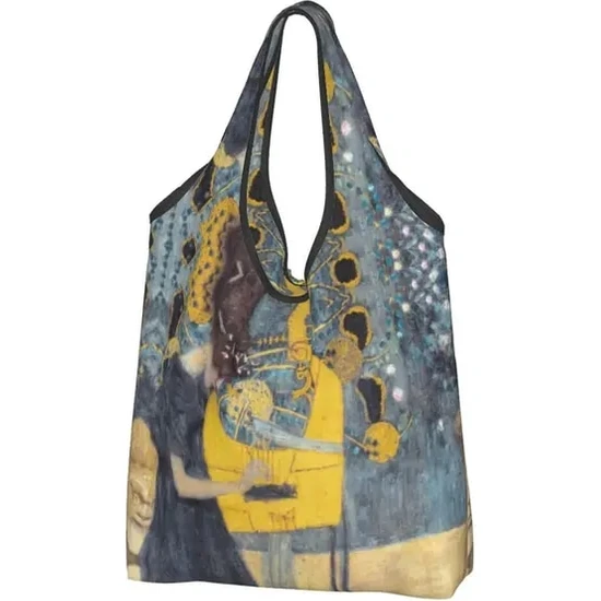 Songli Stil 2 Alışveriş Çantası Klimt Öpücük Bakkal Alışveriş Çantası Kadın Sevimli Gustav Klimt Freyas Sanat Shopper Omuz Çantası Büyük Kapasiteli Çanta (Yurt Dışından)