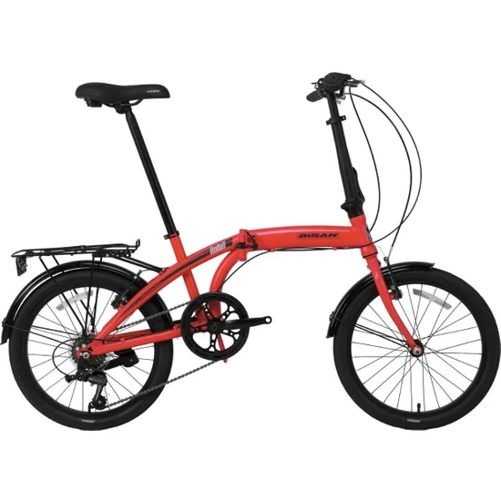 Bisan Twin-S Katlanır Bisiklet V Fren 20 Jant 32 cm Kadro Kırmızı - Siyah