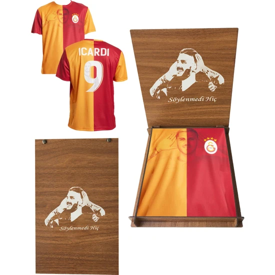 Galatasaray Lisanslı  Mauro Icardi Taraftar T-Shirt Icardi Ahşap Kutulu