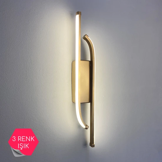 Asva Design Gold Laura Modern 3 Renk Işık Ledli Duvar Aplik