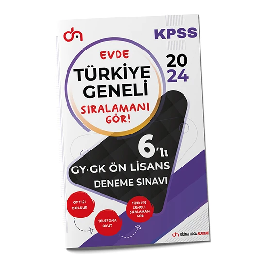 Dijital Hoca Akademi 2024 KPSS Ön Lisans Genel Yetenek Genel Kültür Türkiye Geneli Pdf Çözümlü 6'lı Deneme