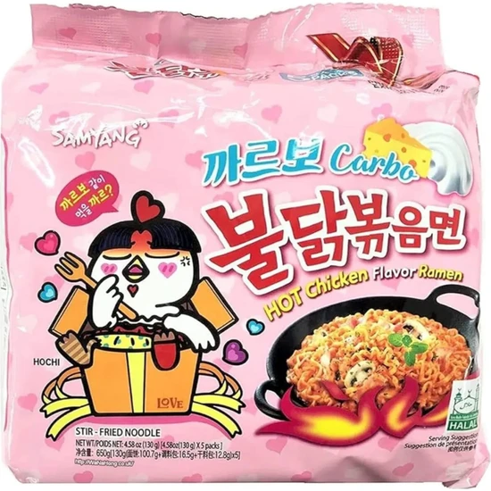 Samyang Buldak Carbonara Ramen Hot Chicken Flavor 130G 5 Adet Hazır Noodle