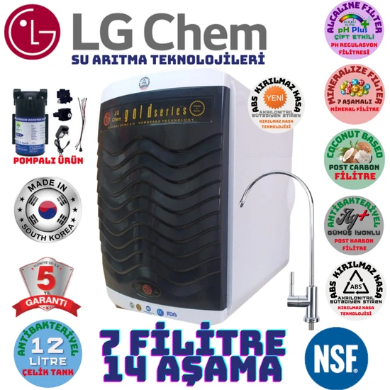 Light Gastro Lg Chem Gold Plus Pompalı  Beyaz-Siyah  Renk 12 Litre 14 Aşama 7 Filitre Su Arıtma Cihazı