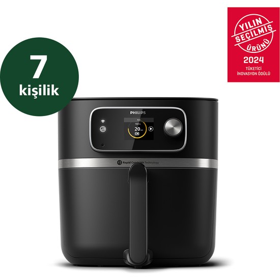 Philips HD9880/90 7000 Serisi Airfryer Combi XXL Connected, Rapid CombiAir, Gıda Termometresi, Otomatik Pişirme Programları, HomeID Uygulama,