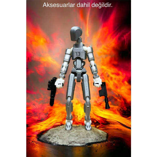 Main Collectibles KNK13 Gri Beyaz Aksiyon Figürü Robot Dummy 13 Figür Tüm Eklemleri Hareketli Oyuncak 1 Adet