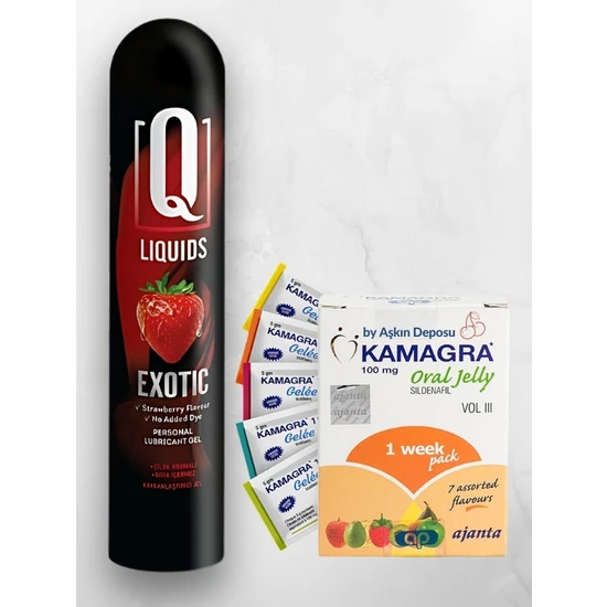 Aşkın Deposu Q Liquids Çilek Aromalı 125 Ml Kayganlaştırıcı Jel + Meyve Aromalı Jel 7'Li Paket
