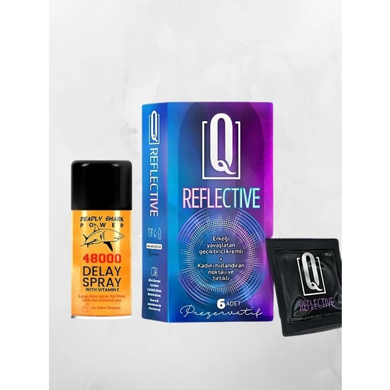 Q Reflective 6'lı Kremli Tırtıklı Prezervatif + Geciktiricili Sprey