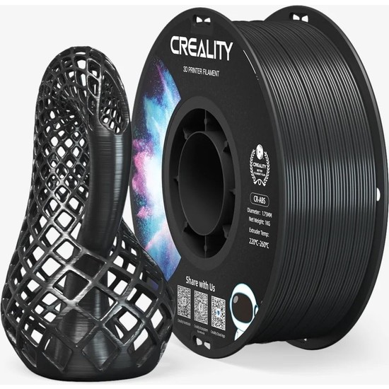 Creality Cr-Abs 1.75MM 1000GR Siyah Filament ABS Malzeme ile Düşük Büzülme Oranı
