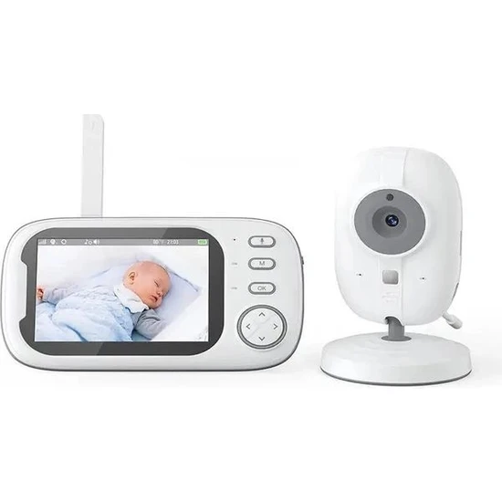 ÇELİKWORK Oda Sıcaklık Algılama Müzik 3.5inç Ekran 720P 2.4ghz Interkom'lu Bebek Izleme Kamerası/monitörü