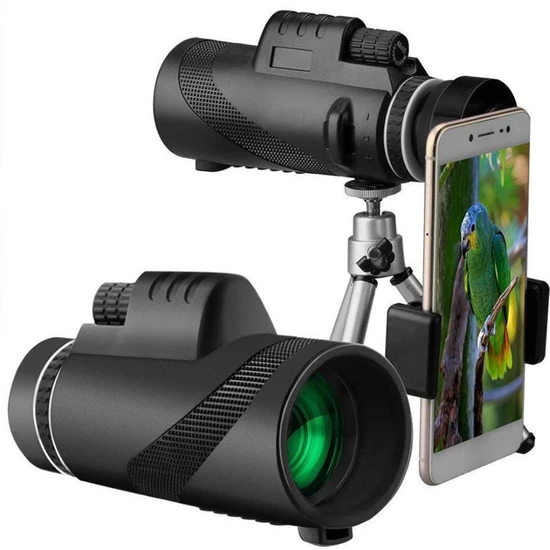 Chronus Monoküler Teleskop 40X60 Hd Akıllı Telefon Tutucu Tripod Su Geçirmez (Siyah) (Yurt Dışından)