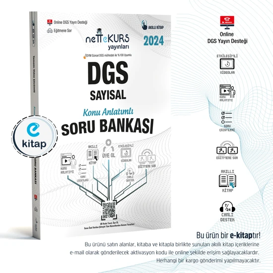 Nettekurs Yayınları 2024 DGS Sayısal Konu Anlatımlı Akıllı Soru Bankası E-Kitap