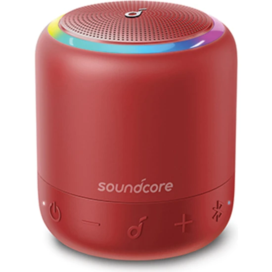 Anker SoundCore Mini 3 Pro Bluetooth Hoparlör - RGB LED - 6W Ses Bombası - IPX7 Suya Dayanıklılık - 15 Saate Varan Şarj - Kırmızı (Anker Türkiye Garantili)