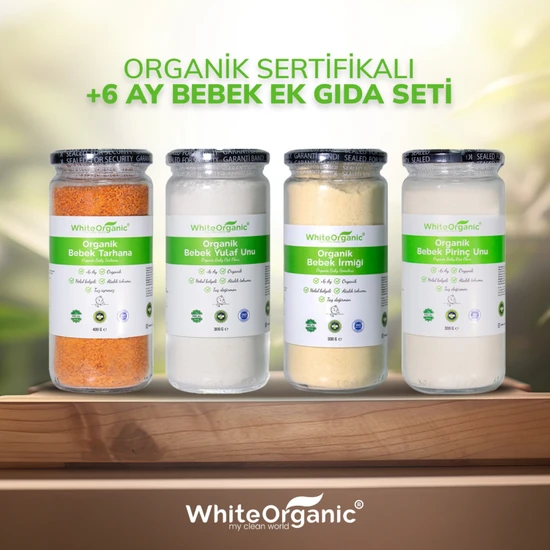 White Organic Organik Bebek Ek Gıda Seti +6 Ay Bebek Tarhana Bebek İrmiği Tam Pirinç Unu Tam Yulaf Unu