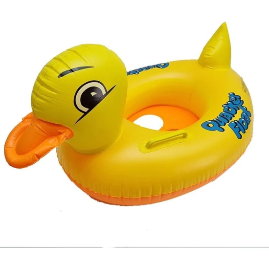 Mediterian Çok Renkli Ördek Şekilli Tutmalı Bebek Simidi (Baby Float - Bebek Flatörü) Pompa Dahil Değildir