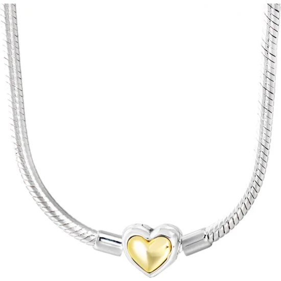 NV Jewellery Çelik Moments Kubbeli Altın Kalp Klips Pandora's Kolye