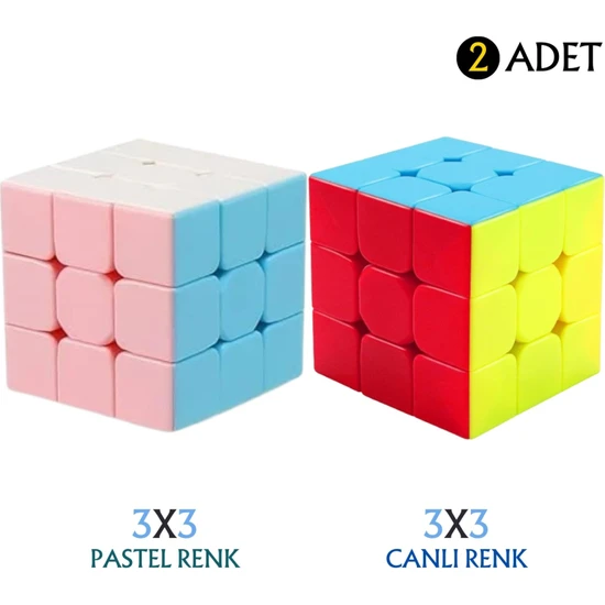 Göçmen Tuhafiye 2 Adet Zeka Küpü Sabır Küpü Rübik Küp 3X3X3 Rubik Küp Neon ve Pastel Renk Akıl ve Zeka Oyunu Strateji Oyunu Turnuva Seti