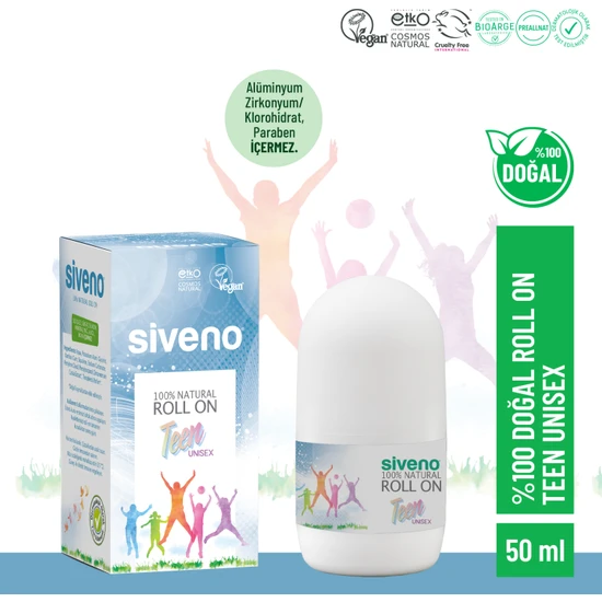 Siveno %100 Doğal Roll-On Unısex Deodorant Ter Kokusu Önleyici Bitkisel Lekesiz Vegan 50 ml