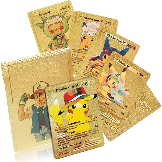 Pokemon Vmax Gold Card Tcg Dx Gx Altın Esnek Oyuncu & Koleksiyon 1 Paket (10 Adet )Pokemon Kartı