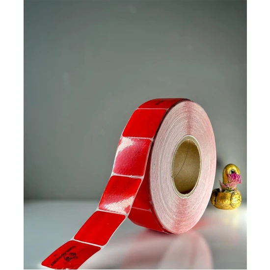 Rm Tüvtürk Onaylı Reflektör Reflektif Fosforlu Şerit Bant Kesikli Kırmızı Ikaz Bandı 1 Metre E8 Belge