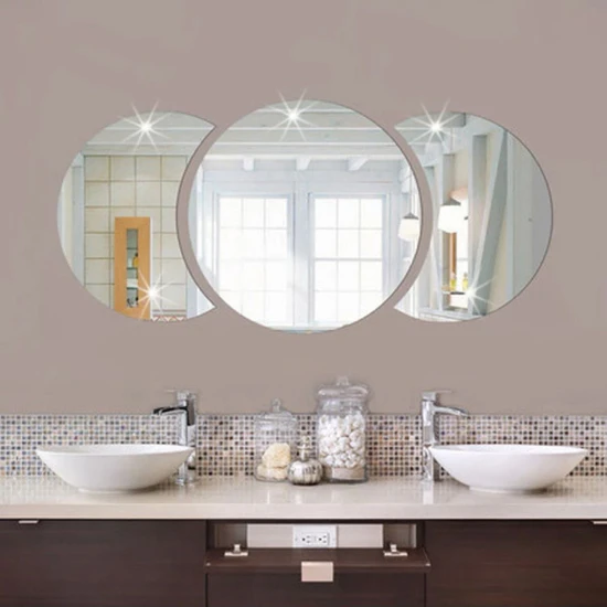 Ata Pleksi Dekoratif Birleşik 3lü Ayna Seti Gümüş Ayna Pleksi Duvar Süsü Model 9