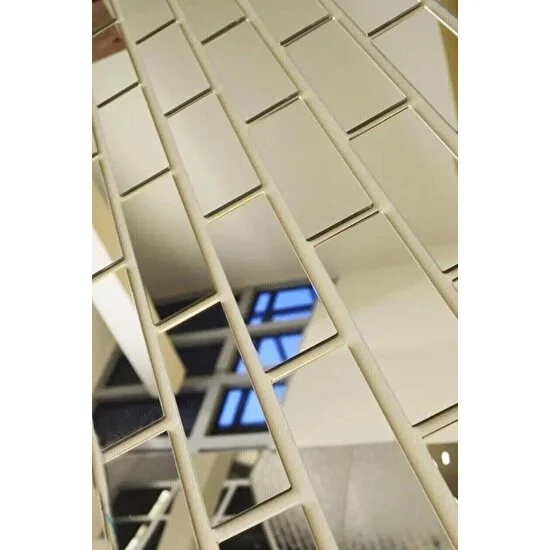 Ata Pleksi Dekoratif Tuğla Desen Gümüş Renk (5X20CM) 10'lu Paket Dekorasyon Duvar Süsü Pleksi Ayna