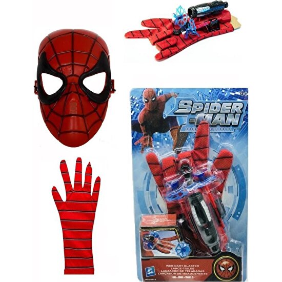 Örümcek Adam Spiderman Ok Atan Vantuz Ağ Fırlatan Eldiven Maske Seti