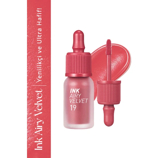 Peripera Uzun Süre Kalıcı ve Hafif Formüllü, Kadife Bitişli Tint Peripera Ink Airy Velvet (19 Elf Light Rose)