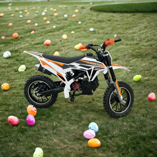 Çocuk Mini Cross Motosiklet - Beyaz Turuncu