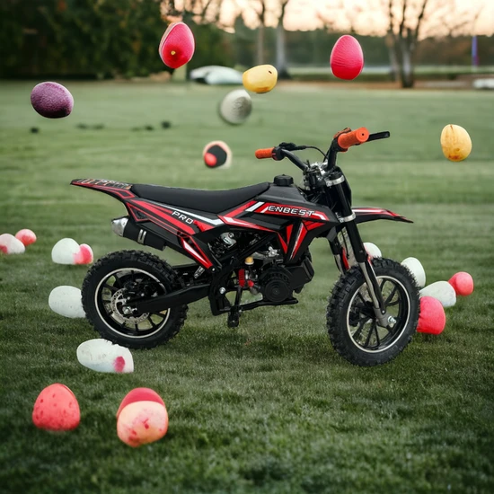 Çocuk Mini Cross Motosiklet - Siyah Kırmızı