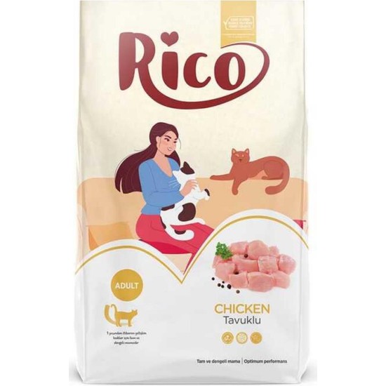 Rico Tavuklu Yetişkin Kedi Maması 15 kg Besleyici İçerik ve Yüksek Proteinle Denge Sağlar