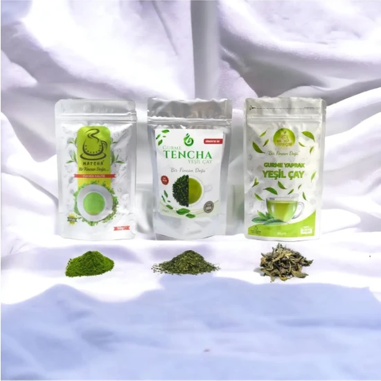 En Yeşil Çay Karadeniz Matcha Çayı 50 gr + Tencha Yeşil Çay 75 gr + Yaprak Yeşil Çay 50 gr