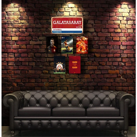 Tablox galatasaray Altılı Dekota Duvar Posteri 1x(20*30'cm) 5x(10*15'cm)