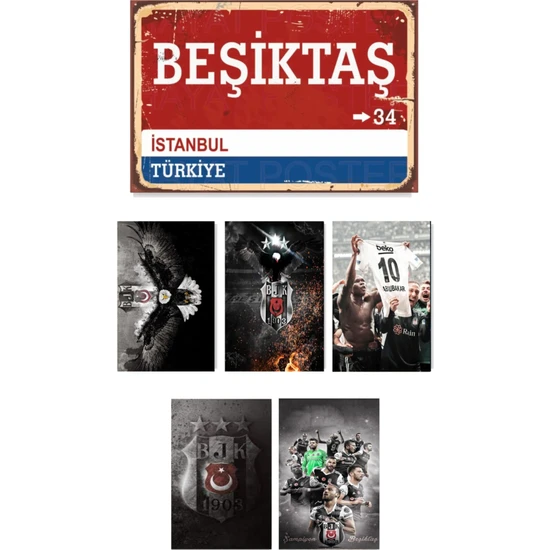 Tablox beşiktaş Poster Altılı Set (20*30CM) + 5(10*15CM)