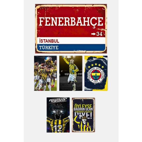 Tablox Fenerbahçe Ahşap Poster Altılı Set 1(20*30CM) + 5(10*15CM)