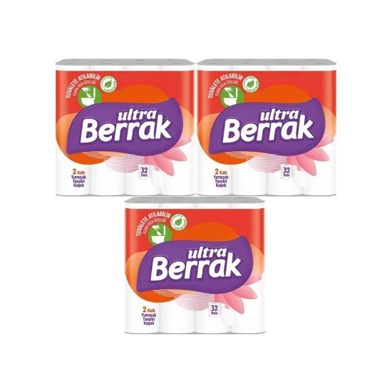 Berrak Tuvalet Kağıdı Ultra Çift Katlı 96 lı Set (3pk*32)